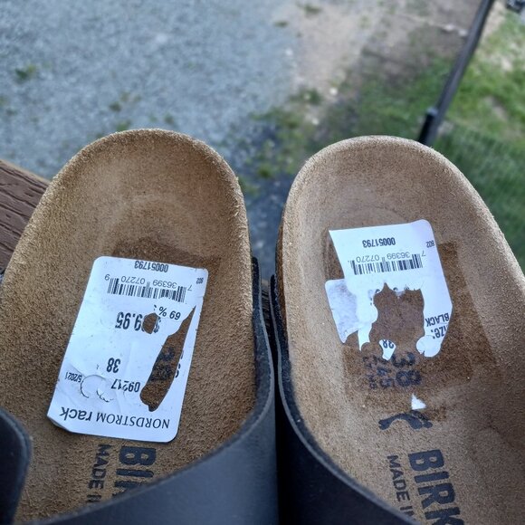 NWOB Birkenstock Arizona Black Birko Flor Black Buckle Sz EU 38 US 7 - 7.5 DEFEC - Picture 8 of 16